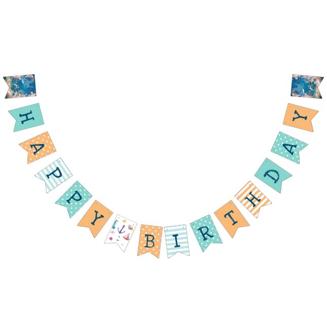 Under the Sea Mermaid Shark Happy Birthday Bunting Flags (All)