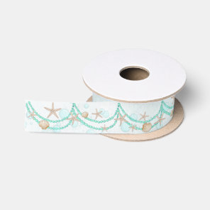Under the Sea Mermaid Shells and Beads Satin Ribbon