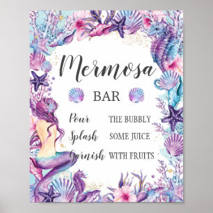 Under the Sea Mermaid Shower Birthday Mermosa Bar Poster