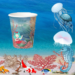 Under The Sea Mermaid Singing Coral Reef Birthday Paper Cups