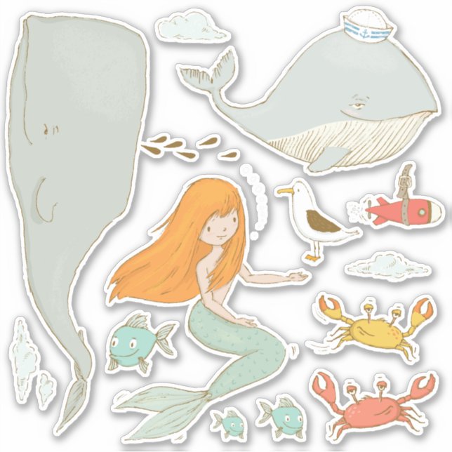 Under the Sea Mermaid Sticker Set (Front)