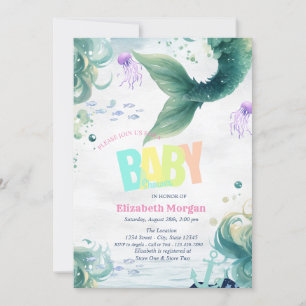 Under The Sea,Mermaid Tail Baby Shower Invitation