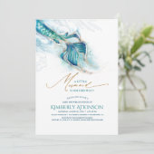 Under the Sea Mermaid Tail Baby Shower Invitation (Standing Front)