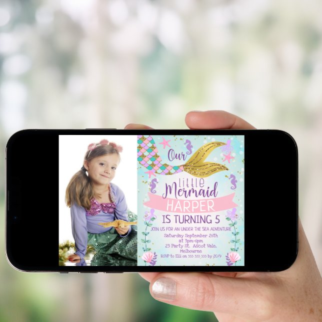 Under The Sea Mermaid Tail Birthday invitation (Front Digital)