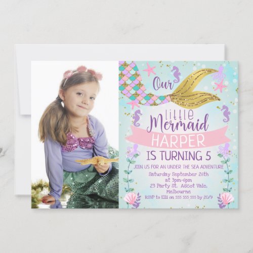 Under The Sea Mermaid Tail Birthday invitation