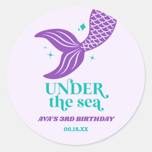 Under The Sea Mermaid Tail Birthday Party Favor Classic Round Sticker