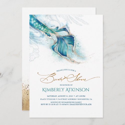 Under the Sea Mermaid Tail Bridal Shower Invitation