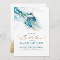 Under the Sea Mermaid Tail Bridal Shower Invitation