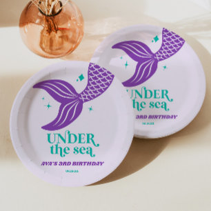 Under The Sea Mermaid Tail Kid's Birthday Party Paper Plates