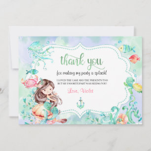 Under The Sea Mermaid Thank You Card