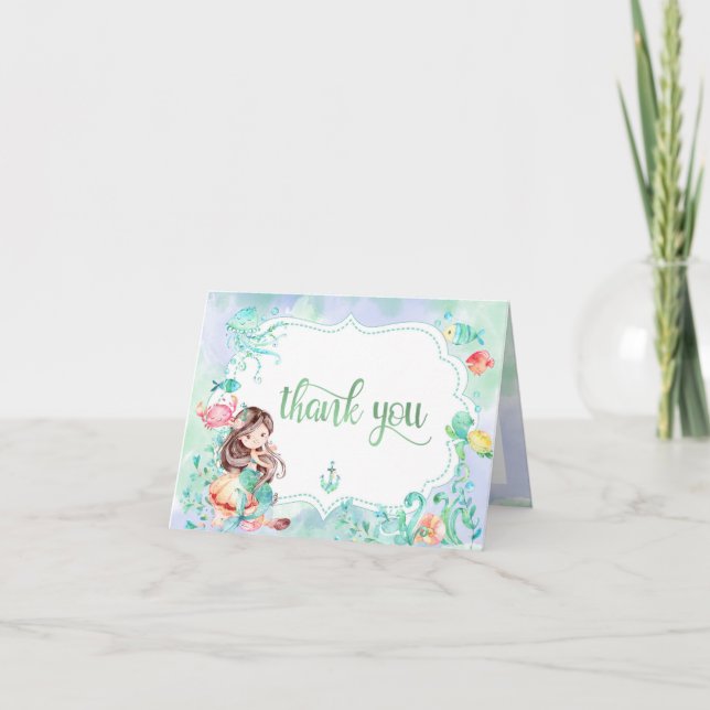 Under The Sea Mermaid Thank You Card (Front)