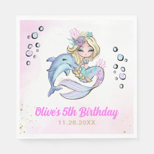 Under the Sea Mermaid Themed 5th Birthday Napkins