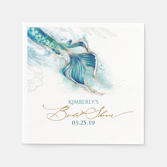 Under the Sea Mermaid Themed Bridal Shower Napkins (Front)