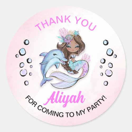 Under the Sea Mermaid Themed Classic Round Sticker