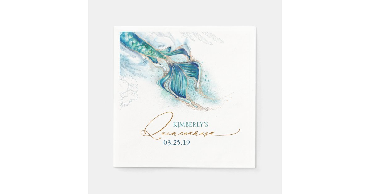 Under The Sea Mermaid Themed Quinceanera Napkins Zazzle Com