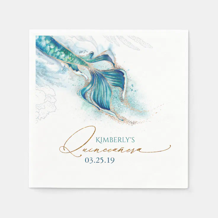 Under The Sea Mermaid Themed Quinceanera Napkins Zazzle