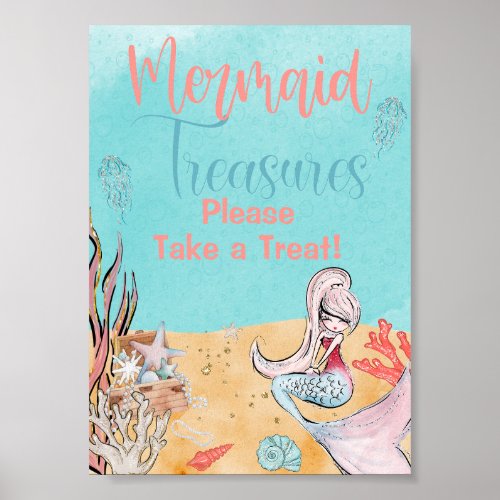 Under the Sea Mermaid Treasure Favor Sign