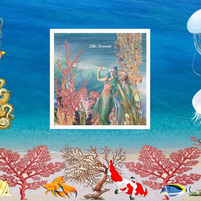 Under The Sea Mermaid Tropical Coral Reef Birthday Napkins (Under The Sea Mermaid Tropical Coral Reef Birthday Napkins)