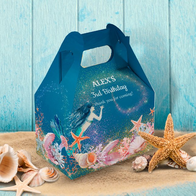 Under the Sea Mermaid Whimsical Birthday Party Favor Boxes (Creator Uploaded)