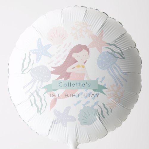 Under the Sea Mermaid White Birthday Balloon