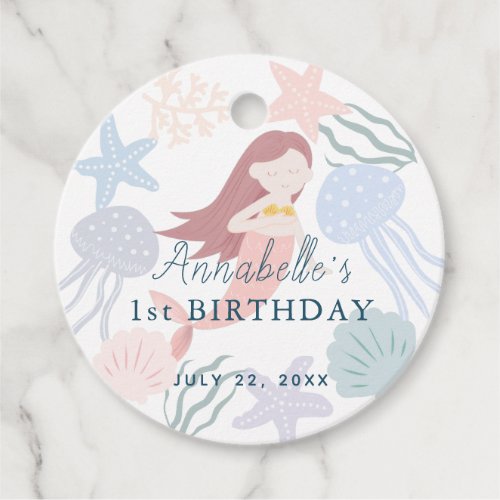 Under the Sea Mermaid White Birthday Thank You Favor Tags