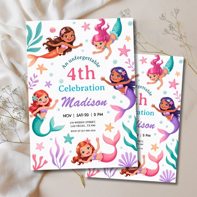 Under the Sea Mermaids Birthday Invitation (Under the Sea Mermaids Birthday Invitation
)