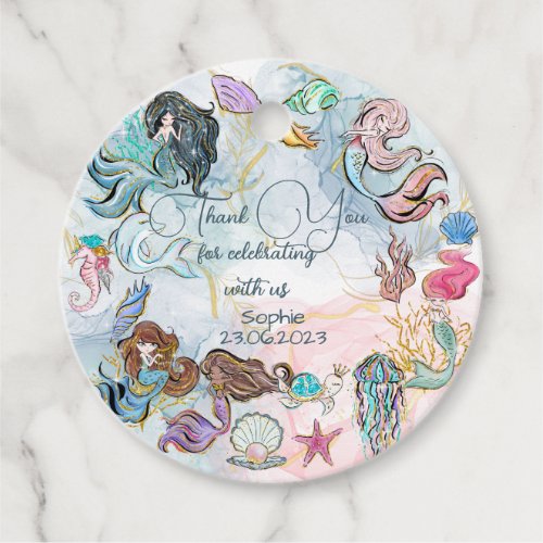 Under the sea Mermaids birthday thank you Favor Tags