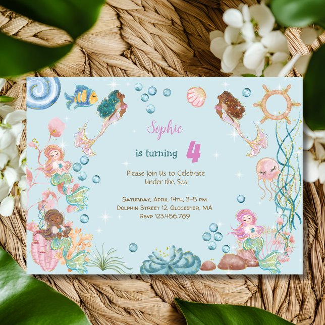 Under the sea Mermaids kids birthday Invitation (Creator Uploaded)