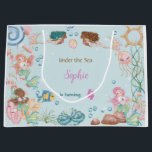 Under the sea Mermaids kids birthday Large Gift Bag<br><div class="desc">Under the sea -Mermaids kids birthday item for Girl's at any age. Cute with touch of gold. Editable name.</div>