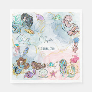Under the sea Mermaids kids birthday Napkins