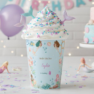 Under the sea Mermaids kids birthday Paper Cups