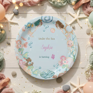 Under the sea Mermaids kids birthday Paper Plates