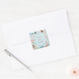 Under the sea Mermaids kids birthday Square Sticker