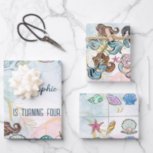 Under the sea Mermaids kids birthday Wrapping Paper Sheets