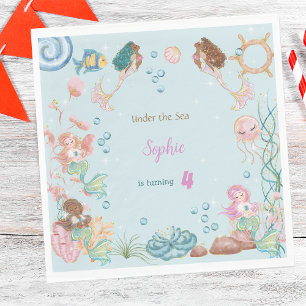 Under the sea Mermaids kids ocean birthday Napkins
