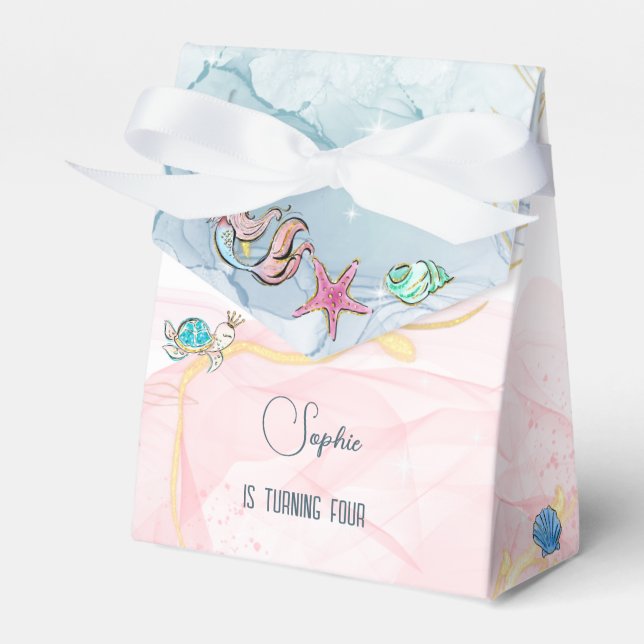 Under the sea Mermaids ocean birthday Favor Boxes (Front Side)
