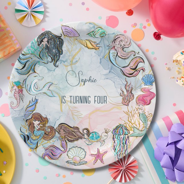 Under the sea Mermaids summer kids birthday Paper Plates (Creator Uploaded)