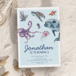 Under the Sea Modern Kids Birthday Party Invitation<br><div class="desc">Under the Sea Modern Kids Birthday Party Invitation Introducing the perfect invitation for your child's upcoming birthday party! With its captivating design, this invitation is sure to get your guests excited for a fun-filled celebration. Featuring an oceanic theme with a beautiful watercolor effect, this invitation showcases a variety of sea...</div>