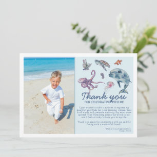 Under the Sea Modern Kids Photo Birthday Thank You Card