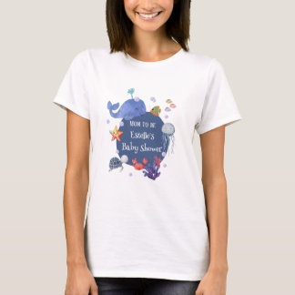 Under the Sea mom to be blue boy sea creatures T-Shirt