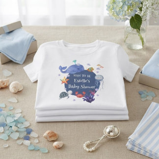 Under the Sea mom to be blue boy sea creatures  T-Shirt