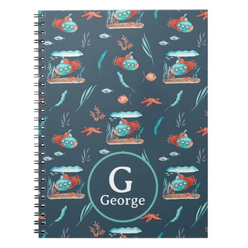 under the sea monogram personalized  notebook