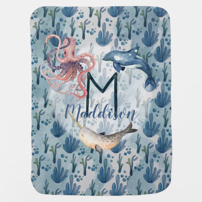 Under the Sea Names starting with M Baby Blanket (Front)