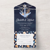 Under the Sea Nautical Anchor Navy Blue Wedding All In One Invitation (Inside)