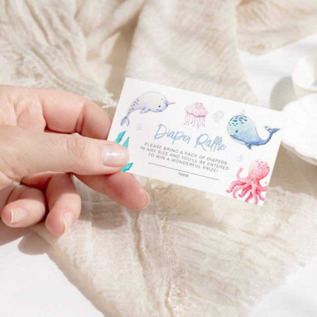 Under the Sea Nautical Baby Shower Diaper Raffle Enclosure Card (Creator Uploaded)