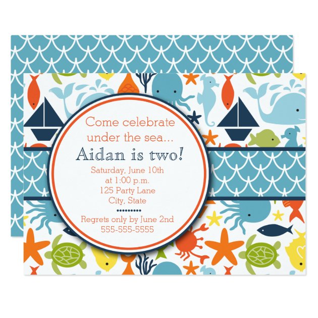 Under The Sea, Nautical Birthday Invitation