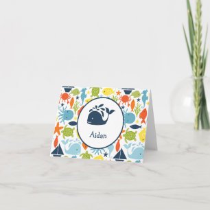 Under the Sea, Nautical Birthday Thank You Note Card