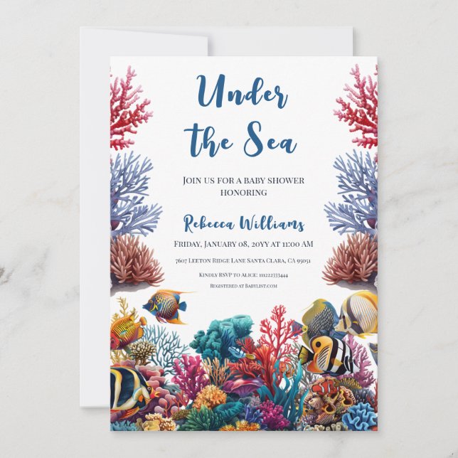 Under the Sea Nautical Blue Boy Baby Shower Invitation (Front)