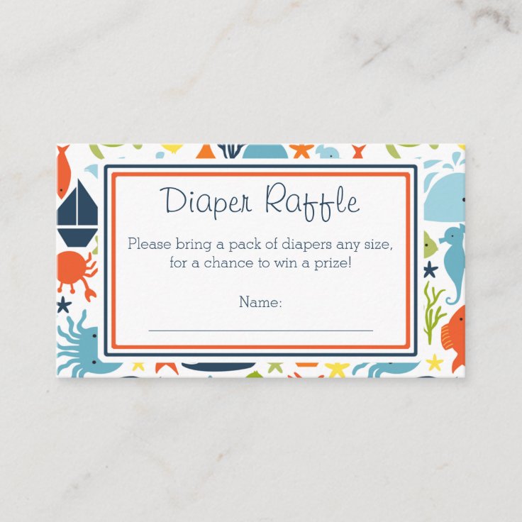Under the Sea, Nautical Diaper Raffle Ticket Enclosure Card | Zazzle