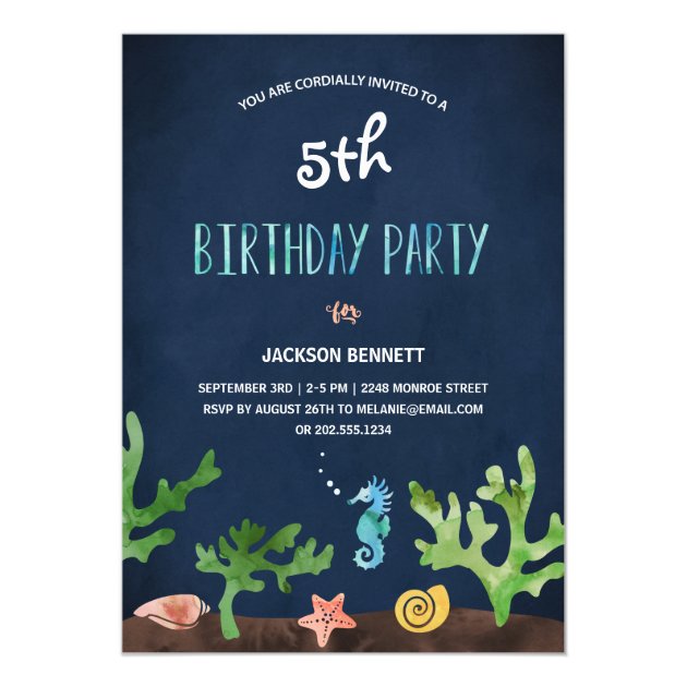 Under The Sea | Nautical Kids Birthday Party Invitation